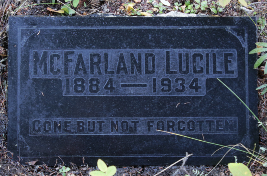 Grave of Lucile McFarland in the Atlin Pioneer Cemetery, BC