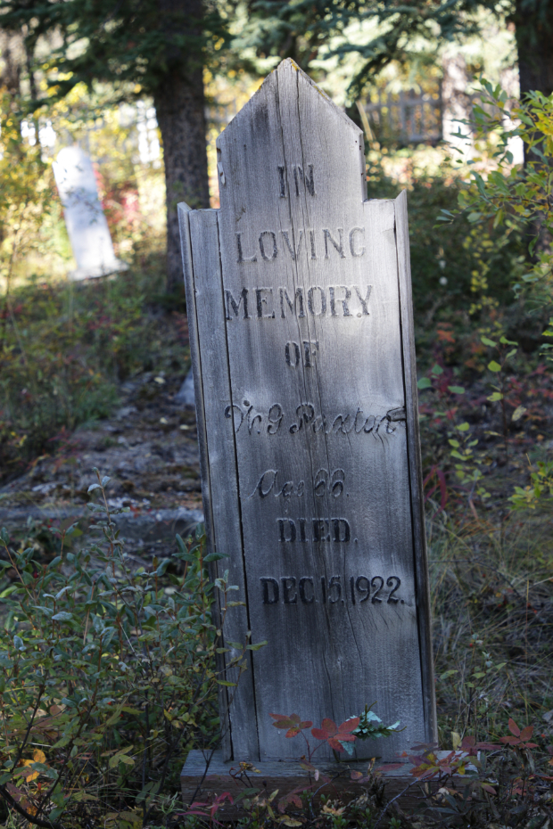 Grave of William George Paxton in the Atlin Pioneer Cemetery, BC