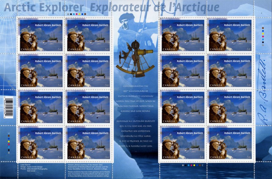 Captain Robert A. Bartlett, Arctic Explorer - Canadian Postage Stamps