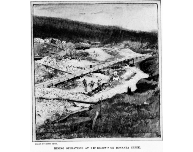 Mining operations at 49 Below on Bonanza Creek, 1897