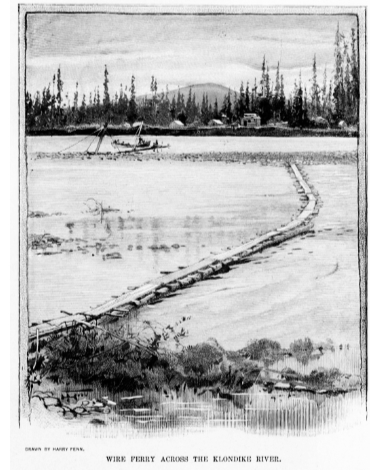 Wire ferry across the Klondike River, 1897