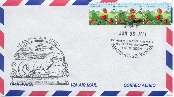 Special envelope ('cover' to collectors) flown by Fokker Super Universal CF-AAM in the Yukon in June 2001