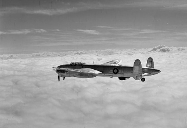 Lancaster Aries in flight