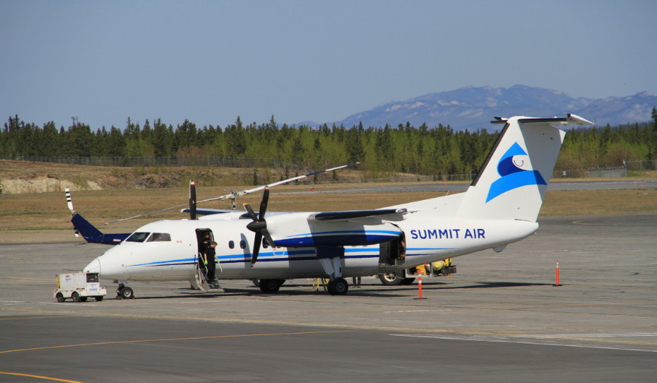 Summit Air's de Havilland DHC-8-102 Dash 8 C-FASC on the ramp at Whitehorse, Yukon, on May 15, 2014.