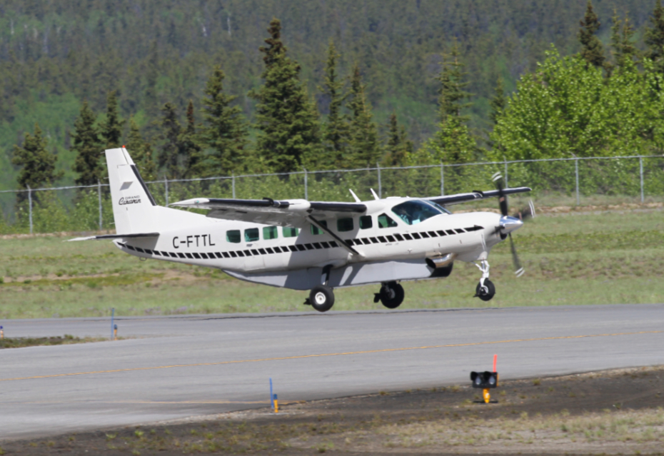 Alkan Air Cessna 208B Grand Caravan C-FTTL landing at Whitehorse, Yukon (YXY), on June 4, 2020