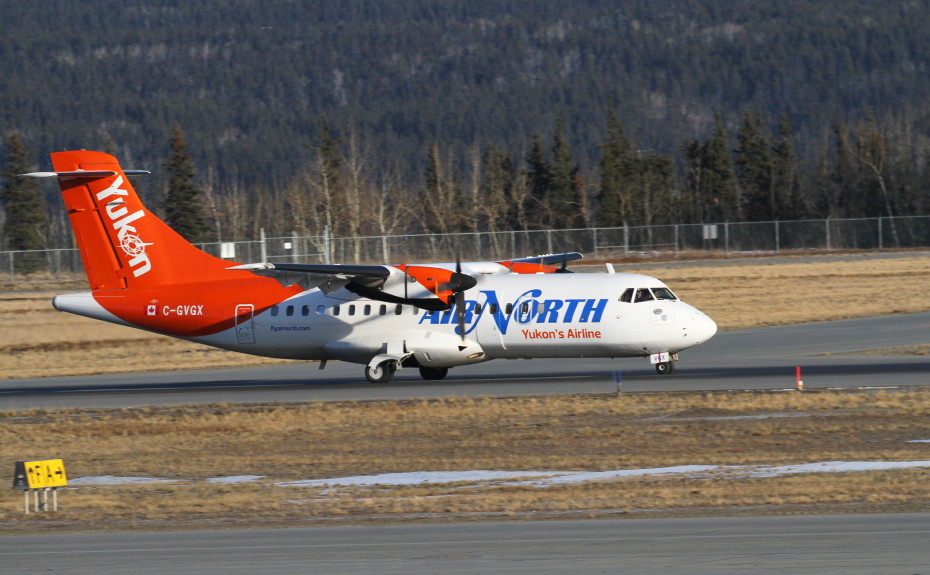 C-GVGX: Air North ATR 42-320, taking off at Whitehorse, Yukon (YXY) on November 5, 2019, on a charter.