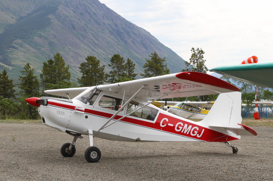Dave Storey's Bellanca 8GCBC C-GMGJ at a COPA fly-in at Carcross, Yukon (CFA4) on June 22, 2019.