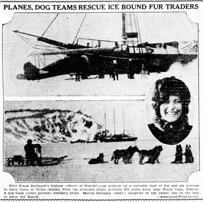 Photos of Frank Dorbrandt's plane with the ship Nanuk, 1929