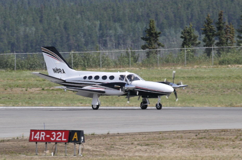 Cessna 425 Conquest 1 N6RA taking off at Whitehorse, Yukon (YXY) on June 19, 2019.