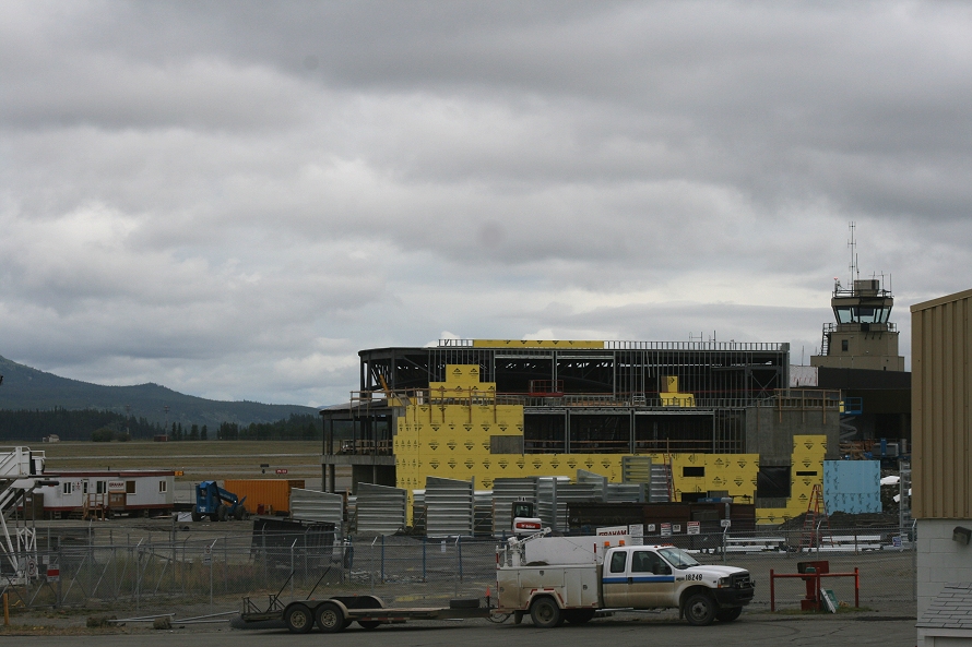 Construction of a new addition to the airport terminal at Whitehorse, Yukon