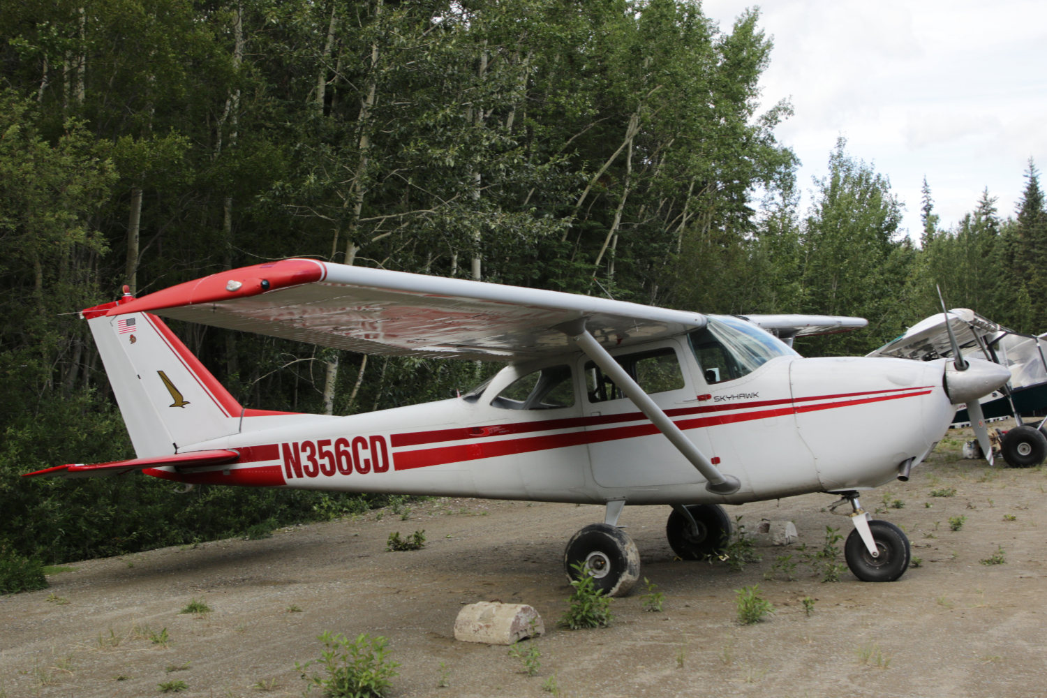 A photo of N356CD, a Cessna 172D, at Cousins Airport, Yukon (CFP8), on July 25, 2026.