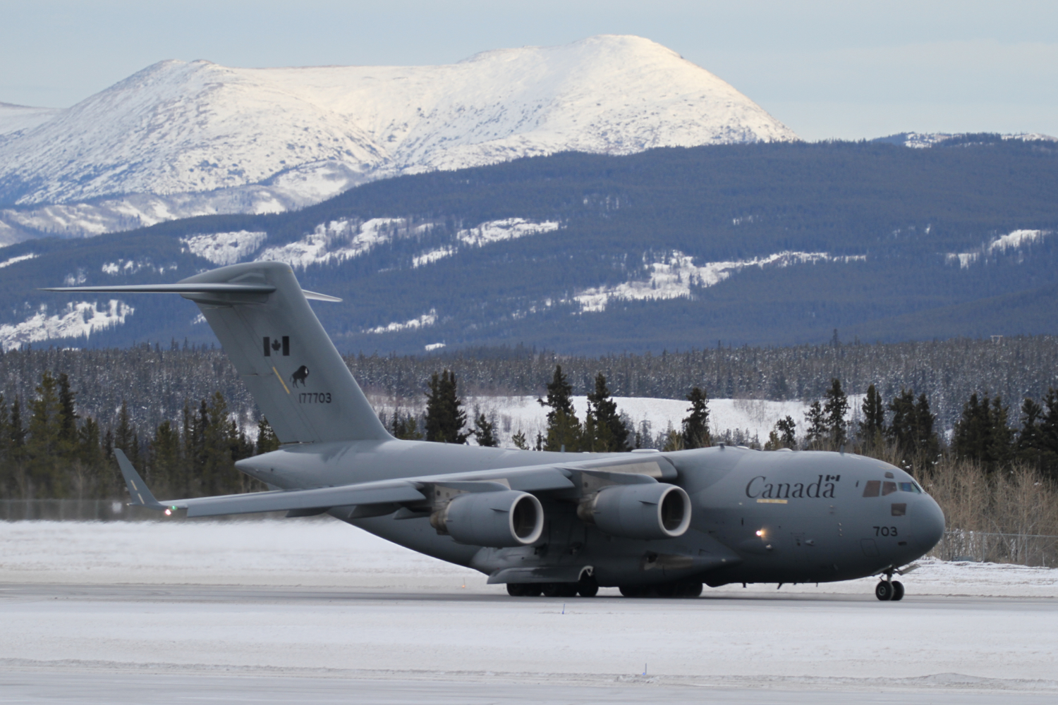 A photo of RCAF #177703, a Boeing CC-177 Globemaster, at Whitehorse, Yukon (YXY), on November, 2018.