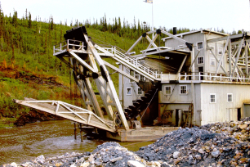 An operating gold dredge in the Klondike, 1966