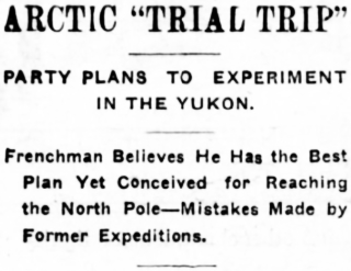 Arctic 'Trial Trip'. Party Plans to Experiment in the Yukon, 1905