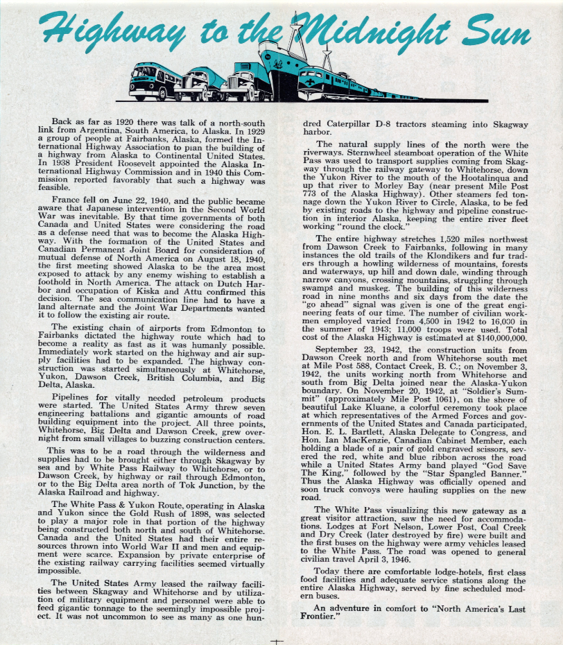 White Pass & Yukon Route Alaska Highway bus service, 1962