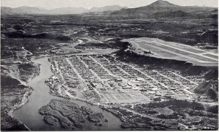 An aerial view of Whitehorse in the 1950s.