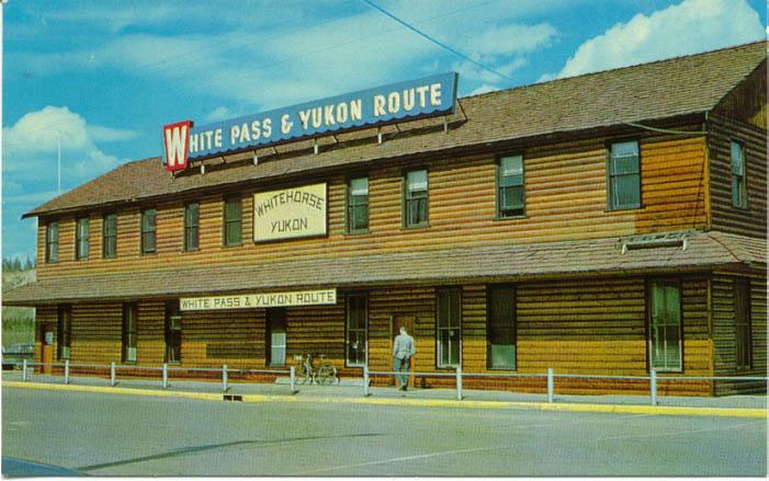 The White Pass & Yukon Route railway station in Whitehorse in the 1960s.