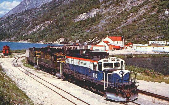 A view of a WP&YR train at Bennett, BC