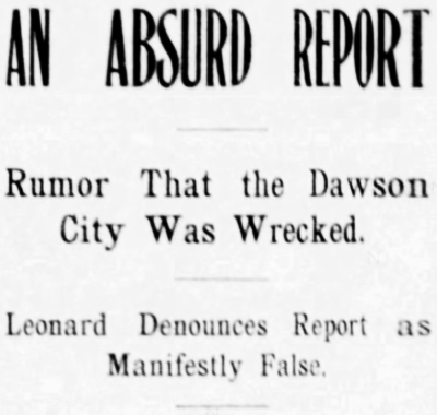 Has the steamer Dawson City been wrecked?