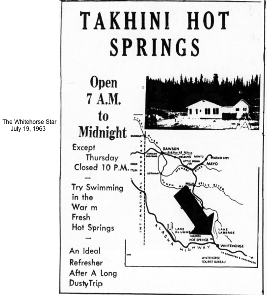 Takhini Hot Springs ad, 1963