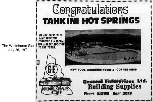 Takhini Hot Springs opening ad, 1971
