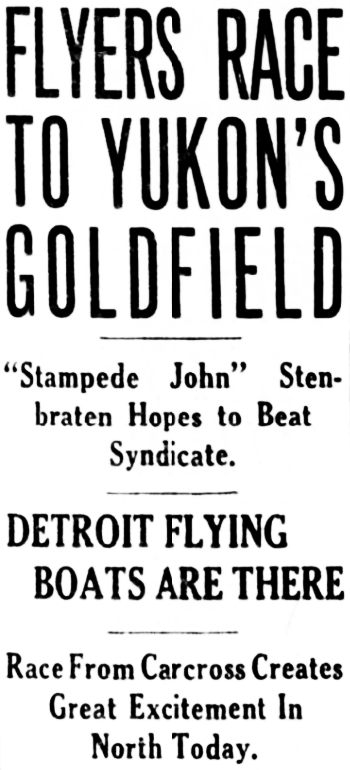 Headline: Flyers Race to Yukon's Goldfield, 1932