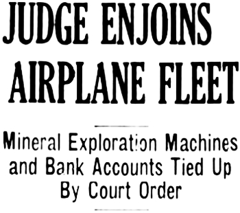 Headline: Jidge Enjoins Airplane Fleet at Atlin, 1932