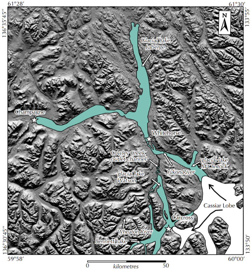 Map of the Bennett stage of the McConnell glacial retreat. From Jeffrey D. Bond, 2003.
