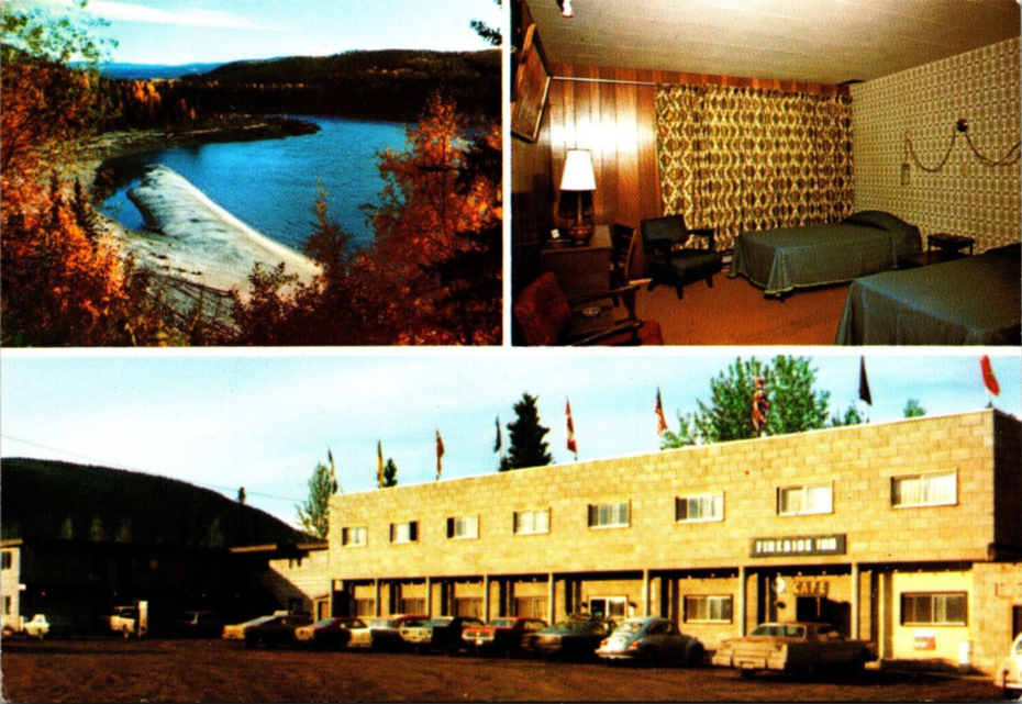 Postcard showing the Fireside Inn lodge on the Alaska Highway, ca. 1980.