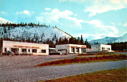 Postcard showing The Summit Motel and Cafe on the Alaska Highway in about 1960.