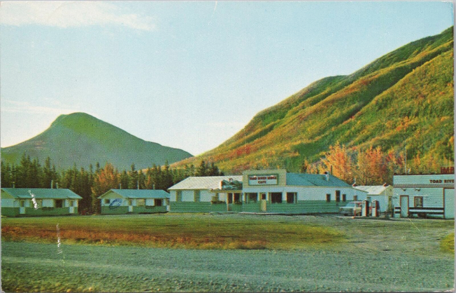 Postcard showing Toad River Lodge on the Alaska Highway, 1965.