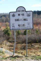Suicide Hill sign, Alaska Highway