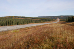 Looking north up the Alcan to Buckinghorse River, BC