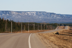 Southbound at about Km 391 of the Alaska Highway in mid-April.