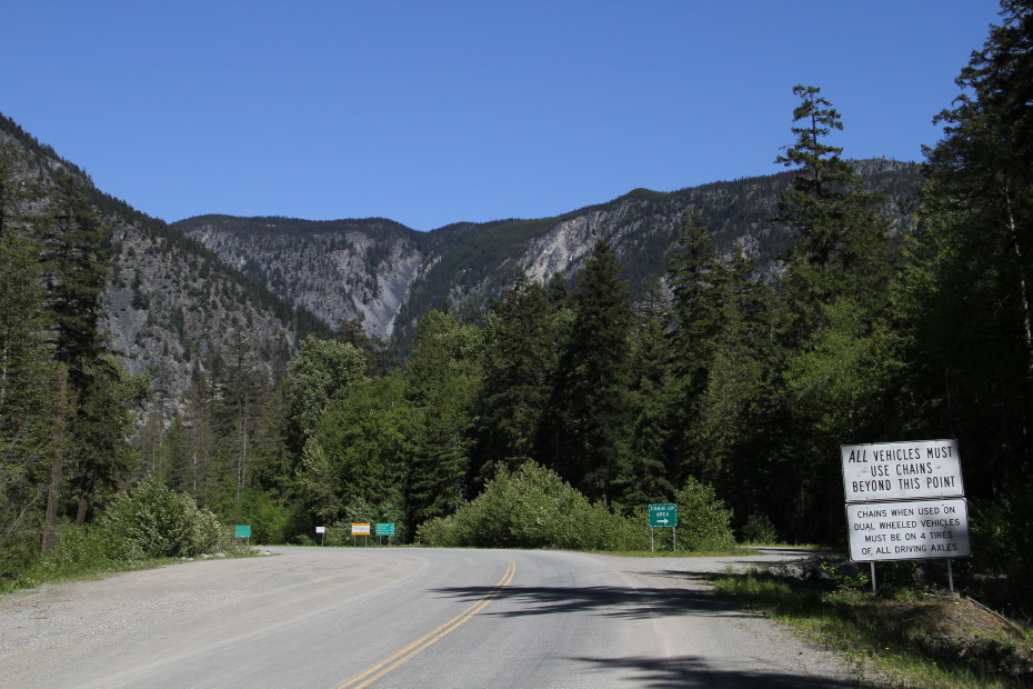 Approaching the botom of the Bella Coola hill