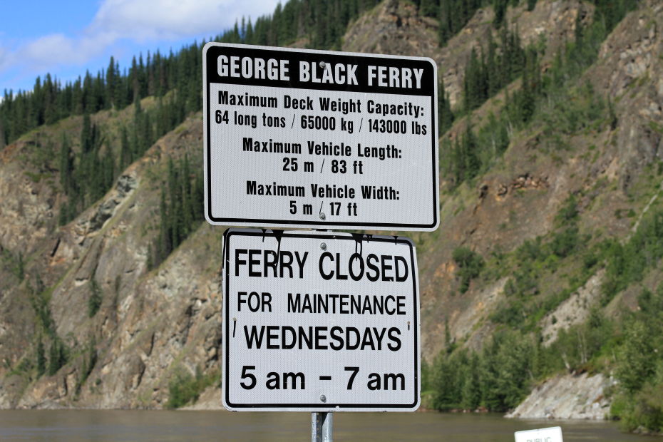 Ferry sign at Dawson City, Yukon