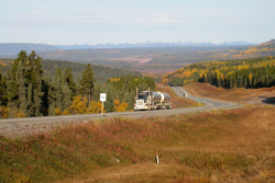 Looking north up the Alcan from Pink Mountain, October 2002