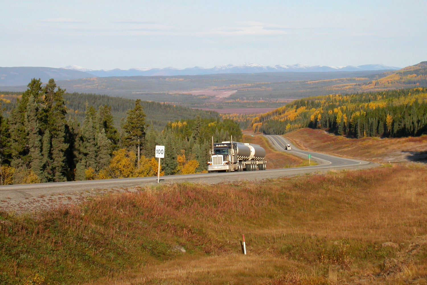 Looking north up the Alaska Highway from Pink Mountain