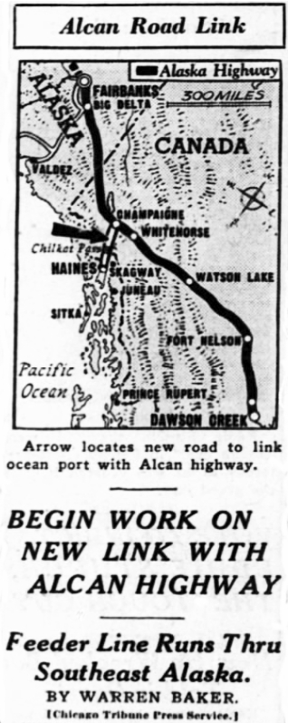 BEGIN WORK ON NEW LINK WITH ALCAN HIGHWAY - Chicago Tribune, December 12, 1942