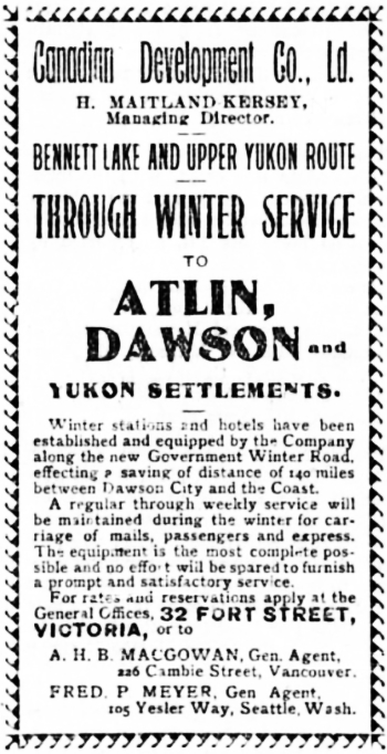 Canadian Development Company ad, December 19, 1899, Victoria Daily Times