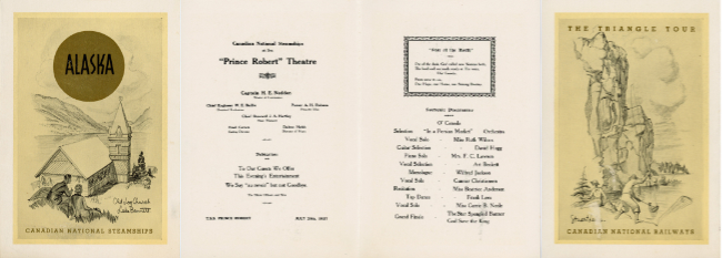 Canadian National Steamship Prince Robert - July 25, 1937, theatre programme