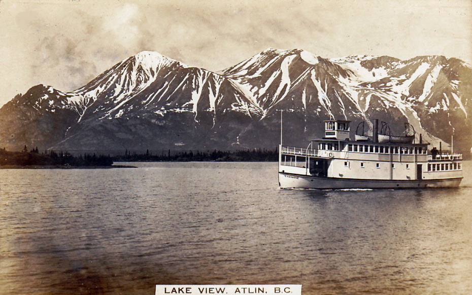 Postcard showing the historic Atlin Lake excursion boat 'Tarahne'