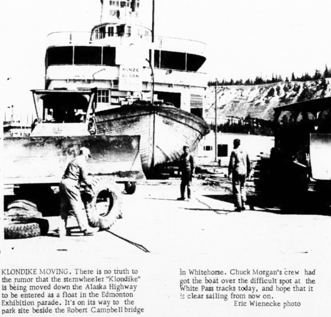Moving the sternwheeler S.S. Klondike, 1966
