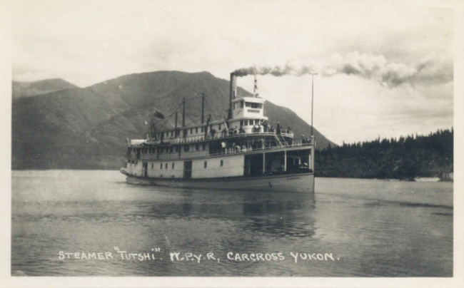 Postcard, 'Steamer 'Tutshi', W.P.Y.R., Carcross, Yukon.