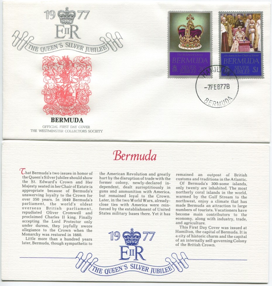 Bermuda First Day Cover from the Queen Elizabeth II Silver Jubilee Series, 1977