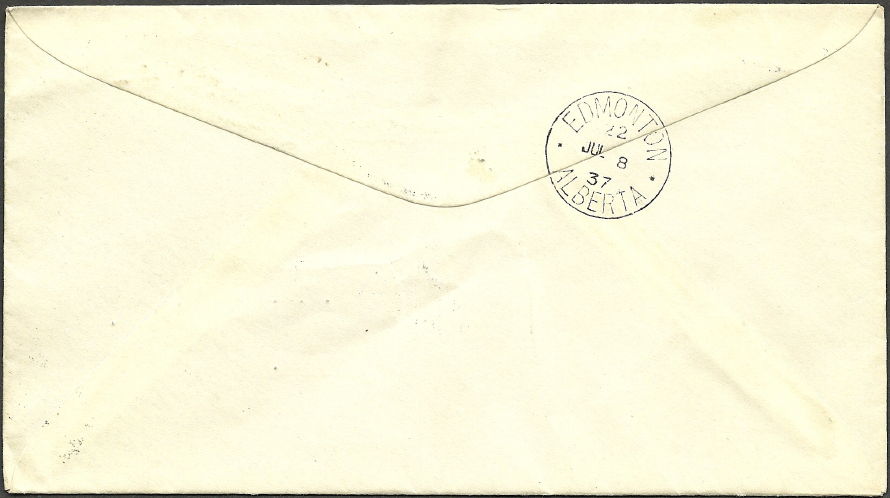 Air Mail First Flight Cover: Whitehorse to Edmonton: July 8, 1937