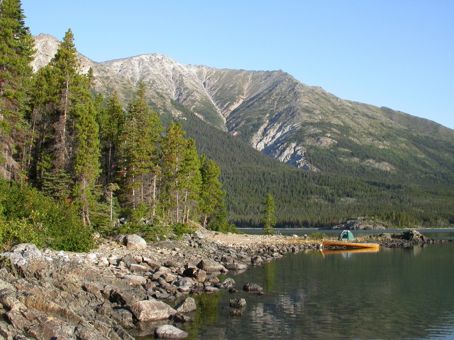 Camping on Boundary Island, Lake Bennett, Yukon