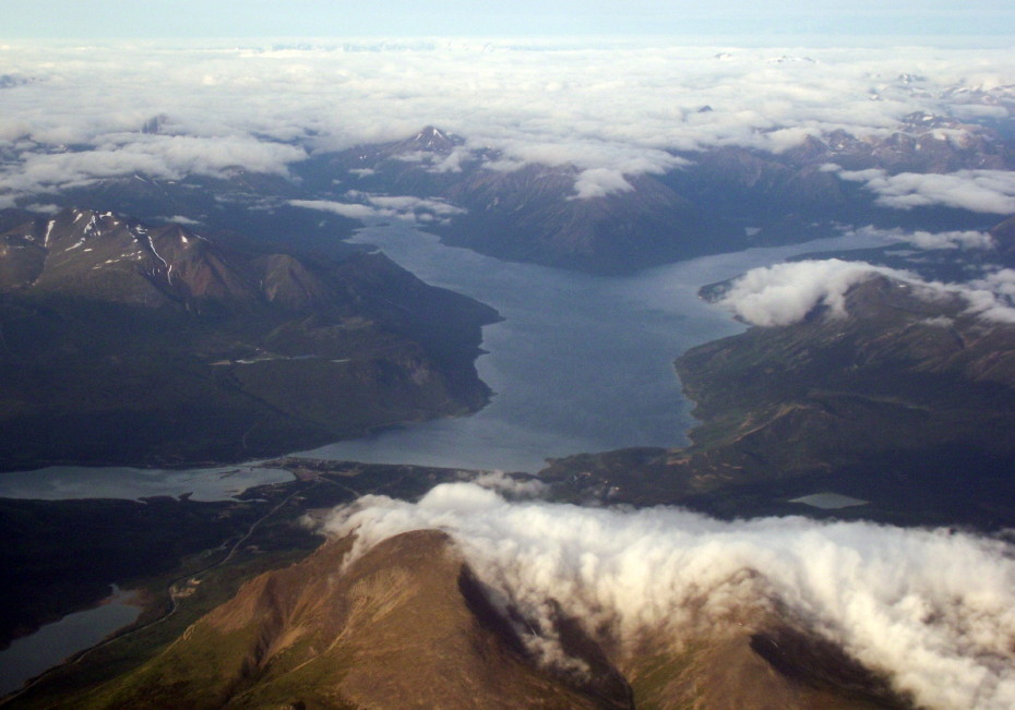 Aerial view of Lake Bennett, Yukon