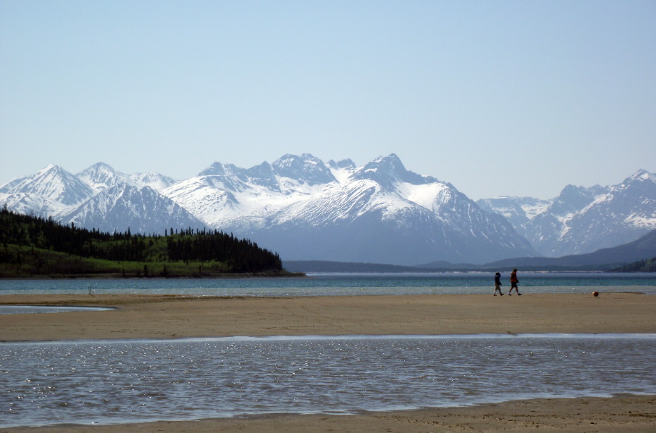 The fine-sand beach at the north end of Lake Bennett, Yukon