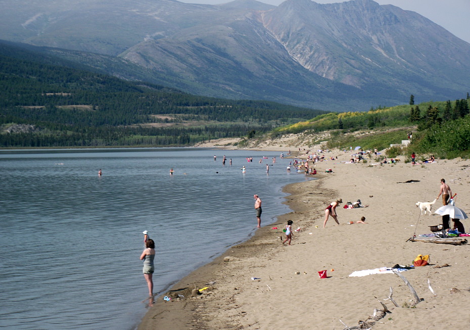 The main beach of Lake Bennett, Yukon